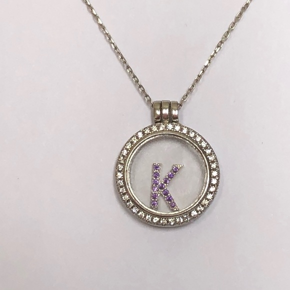 Jewelry - Floating initial K glass locket silver necklace